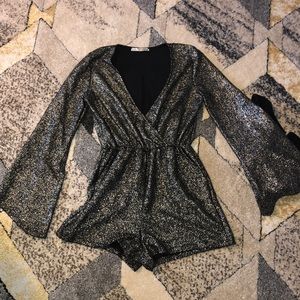 Black and silver dressy romper